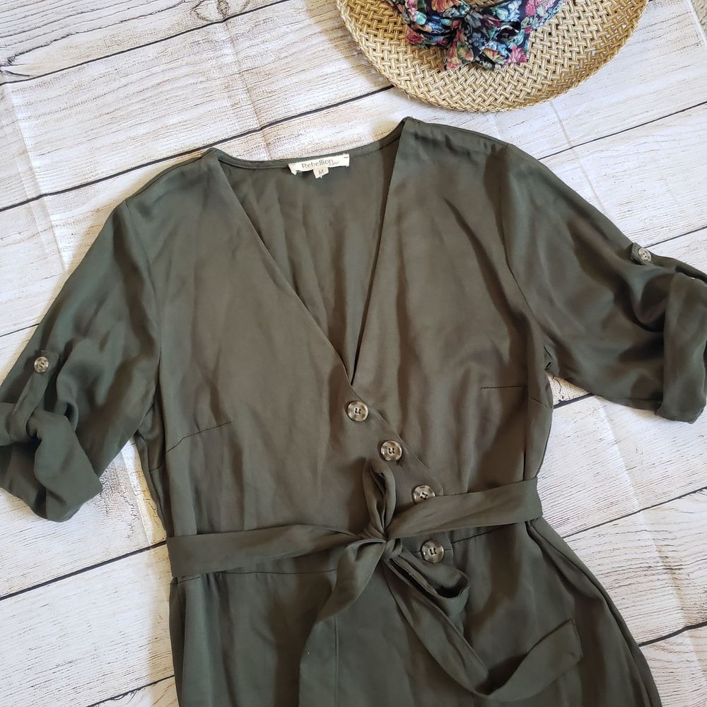 REBELLION terracotta button down midi dress M - Picture 5 of 12